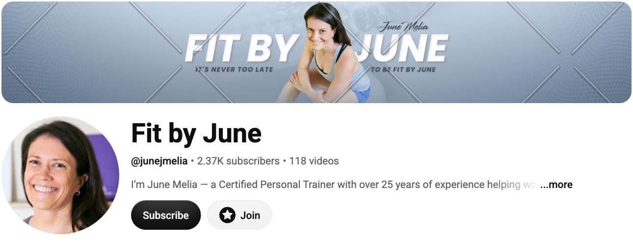 Fit by June’s YouTube channel, current subscriber count