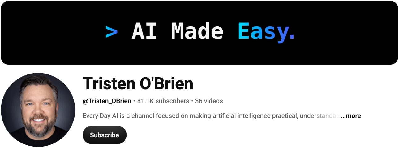 Tristen O’Brien’s YouTube channel, current subscriber count