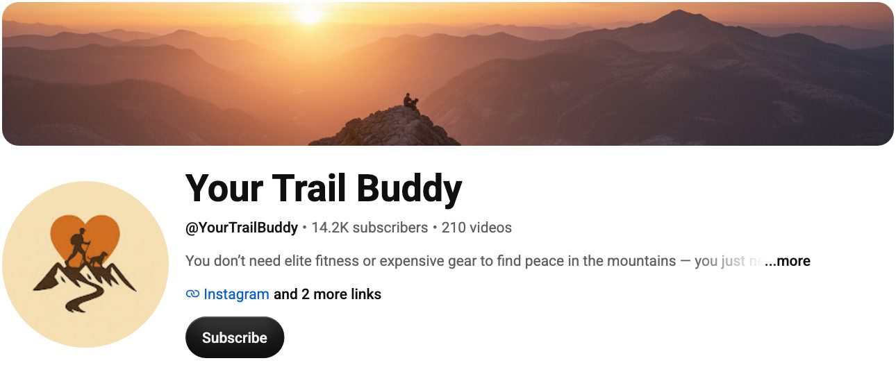 Your Trail Buddy’s YouTube channel, current subscriber count